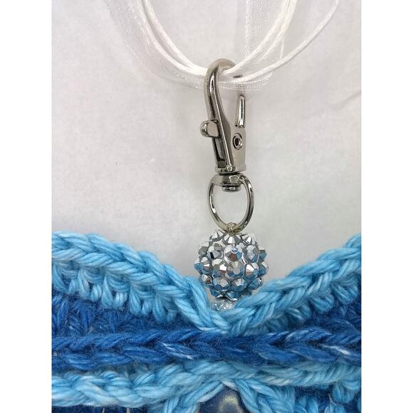Artisan Made Beaded Dragonfly Keychain Crochet Wings Disco Ball Head Purse Charm - Picture 6 of 10